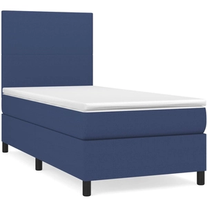 vidaXL Sommier à lattes de lit avec matelas Bleu 140x200 cm Tissu pas cher