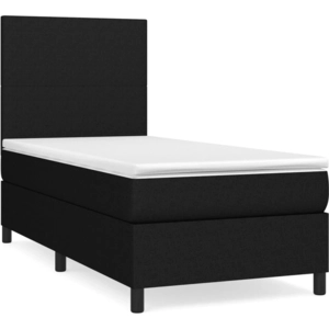 vidaXL Sommier à lattes de lit et matelas Noir 80x200 cm Tissu pas cher