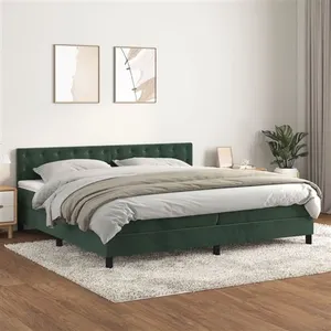vidaXL Sommier à lattes de lit et matelas Vert foncé 200x200cm Velours pas cher