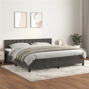 vidaXL Sommier à lattes de lit et matelas Gris foncé 200x200cm Velours pas cher
