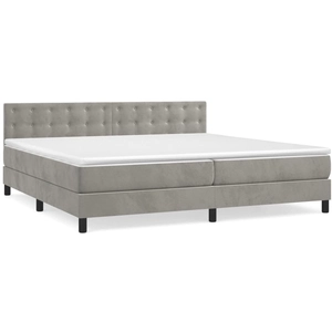vidaXL Sommier à lattes de lit et matelas Gris clair 160x200cm Velours pas cher