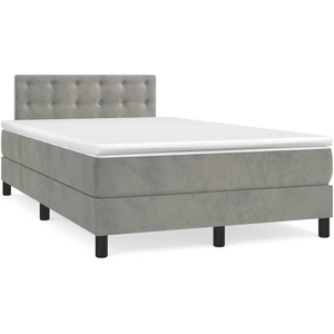 vidaXL Sommier à lattes de lit et matelas Gris clair 140x190cm Velours pas cher