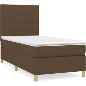 vidaXL Sommier à lattes de lit avec matelas Marron foncé 90x190 cm pas cher