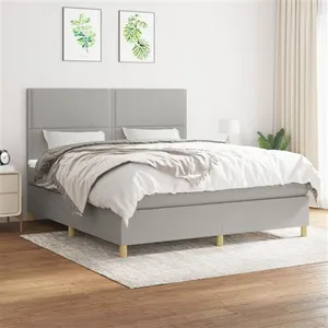 vidaXL Sommier à lattes de lit avec matelas Gris clair 180x200cm Tissu pas cher