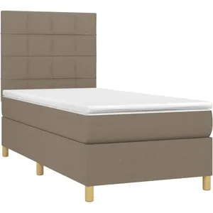 vidaXL Sommier à lattes de lit avec matelas Taupe 80x200 cm Tissu pas cher