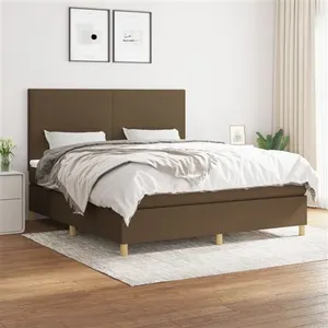 vidaXL Sommier à lattes de lit avec matelas Marron foncé 180x200 cm pas cher