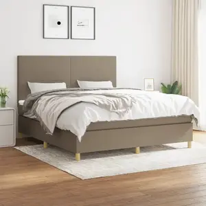 vidaXL Sommier à lattes de lit avec matelas Taupe 180x200 cm Tissu pas cher