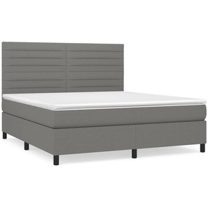 vidaXL Sommier à lattes de lit avec matelas Gris foncé 180x200cm Tissu pas cher