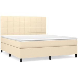 vidaXL Sommier à lattes de lit avec matelas Crème 180x200 cm Tissu pas cher