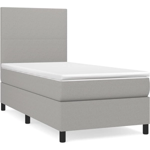vidaXL Sommier à lattes de lit avec matelas Gris clair 200x200cm Tissu pas cher