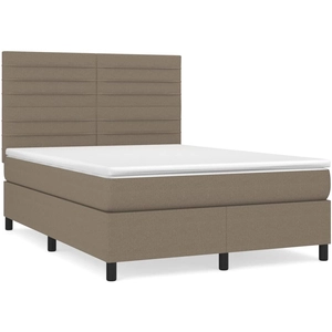 vidaXL Sommier à lattes de lit avec matelas Taupe 180x200 cm Tissu pas cher