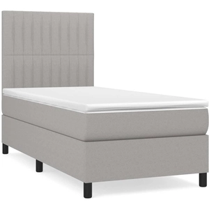 vidaXL Sommier à lattes de lit avec matelas Gris clair 80x200 cm Tissu pas cher