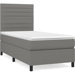 vidaXL Sommier à lattes de lit avec matelas Gris foncé 120x200cm Tissu pas cher