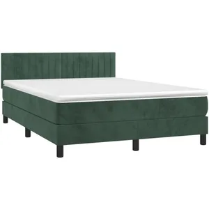 vidaXL Sommier à lattes de lit et matelas Vert foncé 140x200cm Velours pas cher