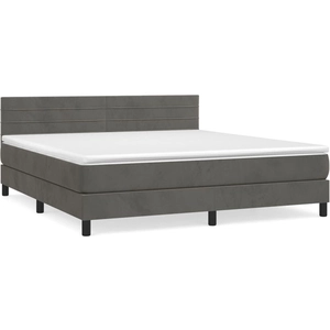 vidaXL Sommier à lattes de lit et matelas Gris foncé 160x200cm Velours pas cher