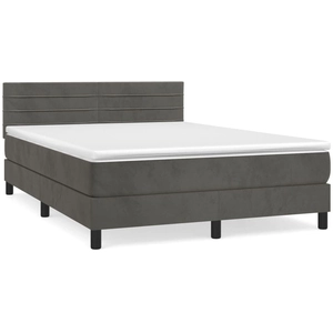 vidaXL Sommier à lattes de lit et matelas Gris foncé 140x190cm Velours pas cher