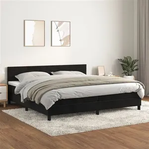 vidaXL Sommier à lattes de lit et matelas Noir 200x200 cm Velours pas cher