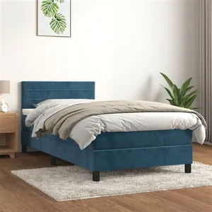 vidaXL Sommier à lattes de lit avec matelas Bleu foncé 100x200 cm pas cher