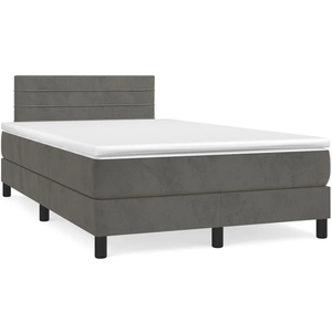 vidaXL Sommier à lattes de lit et matelas Gris foncé 120x200cm Velours pas cher