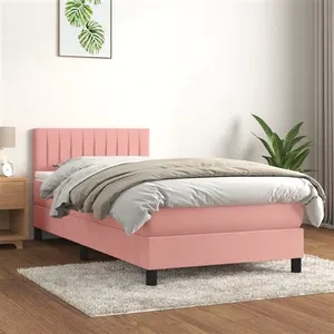 vidaXL Sommier à lattes de lit et matelas Rose 80x200 cm Velours pas cher