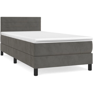 vidaXL Sommier à lattes de lit et matelas Gris foncé 90x200 cm Velours pas cher