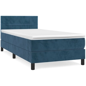 vidaXL Sommier à lattes de lit avec matelas Bleu foncé 90x200 cm pas cher