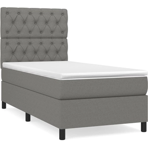 vidaXL Sommier à lattes de lit avec matelas Gris foncé 80x200 cm Tissu pas cher