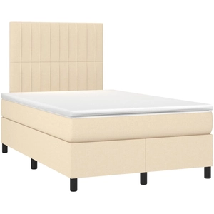 vidaXL Sommier à lattes de lit avec matelas Crème 200x200 cm Tissu