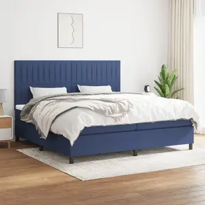 Non communiqué vidaXL Sommier à lattes de lit avec matelas Bleu 200x200 cm Tissu pas cher