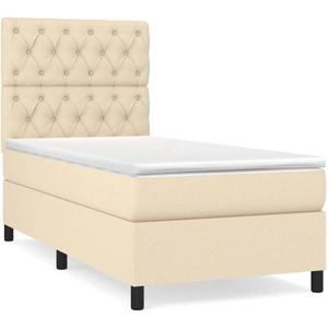 vidaXL Sommier à lattes de lit avec matelas Crème 80x200 cm Tissu pas cher