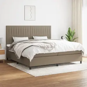 vidaXL Sommier à lattes de lit avec matelas Taupe 200x200 cm Tissu pas cher