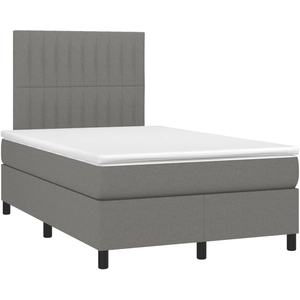 vidaXL Sommier à lattes de lit avec matelas Gris foncé 140x200cm Tissu pas cher