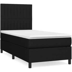 vidaXL Sommier à lattes de lit avec matelas Noir 140x200 cm Tissu pas cher