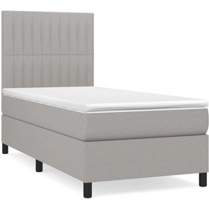 vidaXL Sommier à lattes de lit avec matelas Gris clair 140x200cm Tissu pas cher