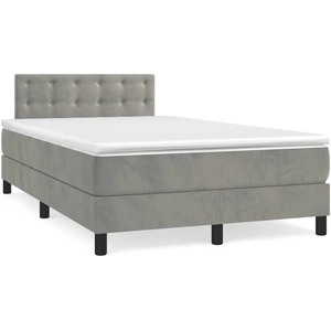 vidaXL Sommier à lattes de lit et matelas Gris clair 120x200cm Velours pas cher