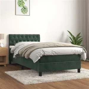 vidaXL Sommier à lattes de lit avec matelas Vert foncé 90x190 cm pas cher