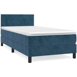vidaXL Sommier à lattes de lit avec matelas Bleu foncé 90x200 cm pas cher