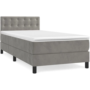 vidaXL Sommier à lattes de lit et matelas Gris clair 80x200 cm Velours pas cher