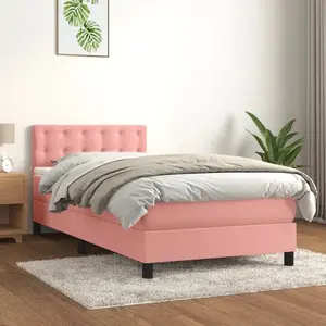 vidaXL Sommier à lattes de lit et matelas Rose 80x200 cm Velours pas cher
