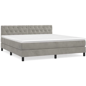 vidaXL Sommier à lattes de lit et matelas Gris clair 160x200cm Velours pas cher