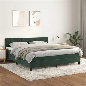 vidaXL Sommier à lattes de lit et matelas Vert foncé 180x200cm Velours pas cher
