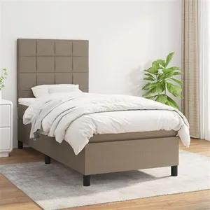 vidaXL Sommier à lattes de lit avec matelas Taupe 80x200 cm Tissu pas cher