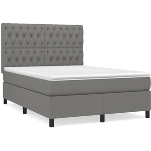 vidaXL Sommier à lattes de lit avec matelas Gris foncé 180x200cm Tissu pas cher