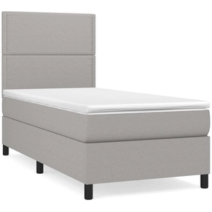 vidaXL Sommier à lattes de lit avec matelas Gris clair 120x200cm Tissu pas cher