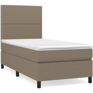 vidaXL Sommier à lattes de lit avec matelas Taupe 120x200 cm Tissu pas cher