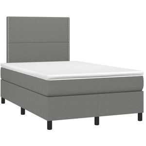 vidaXL Sommier à lattes de lit avec matelas Gris foncé 140x190cm Tissu pas cher