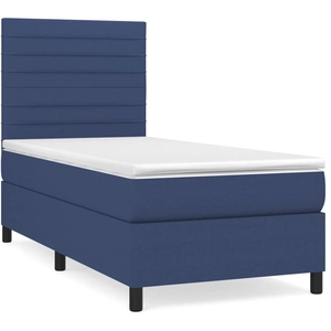 vidaXL Sommier à lattes de lit avec matelas Bleu 90x190 cm Tissu pas cher
