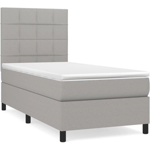 vidaXL Sommier à lattes de lit avec matelas Gris clair 140x190cm Tissu pas cher