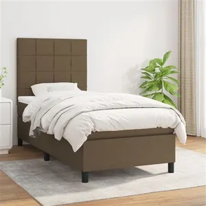 vidaXL Sommier à lattes de lit avec matelas Marron foncé 100x200 cm pas cher