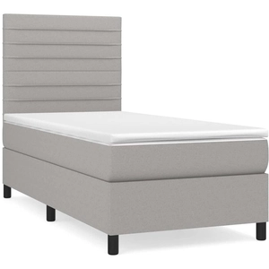 vidaXL Sommier à lattes de lit avec matelas Gris clair 80x200 cm Tissu pas cher